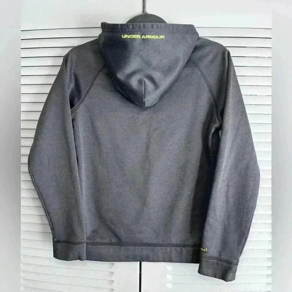 Under Armour Youth Size L Large Hoodie Cold Gear Hooded Sweatshirt Gray Green - Picture 2 of 7